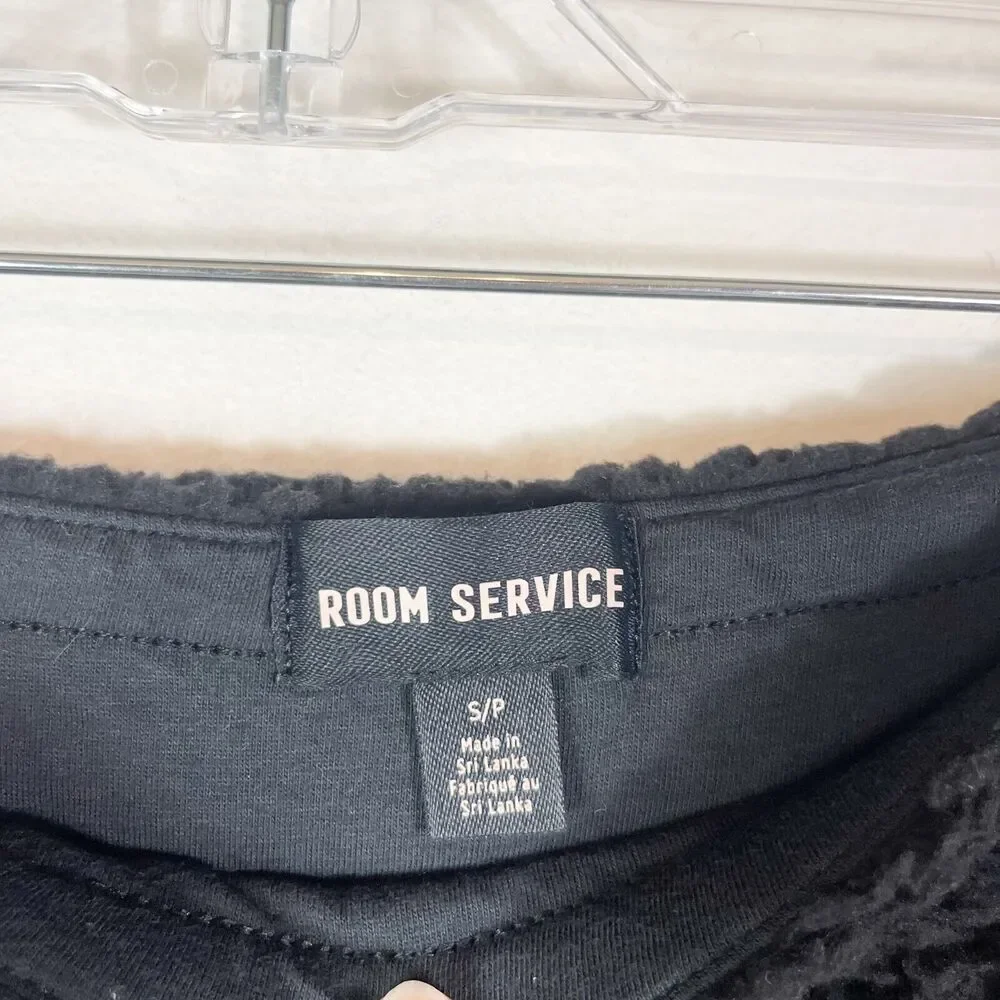 Room Service NWOT Cozy Knit Sherpa Lounge Pants Black Size S - Picture 4 of 4